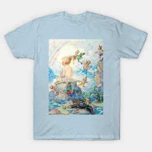 Fairies Playing Games With A Little Girl - Harold Gaze T-Shirt